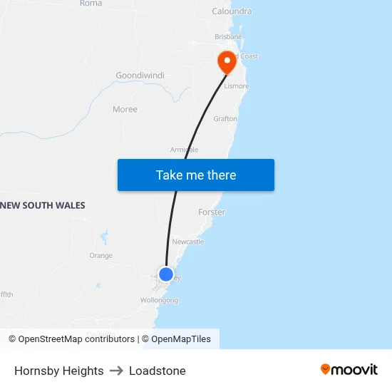 Hornsby Heights to Loadstone map