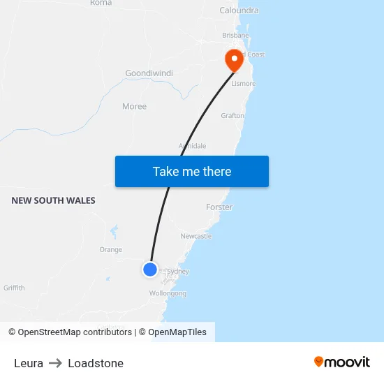 Leura to Loadstone map
