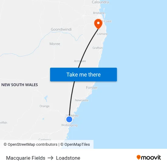 Macquarie Fields to Loadstone map