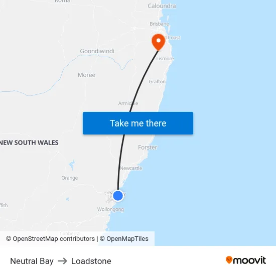 Neutral Bay to Loadstone map