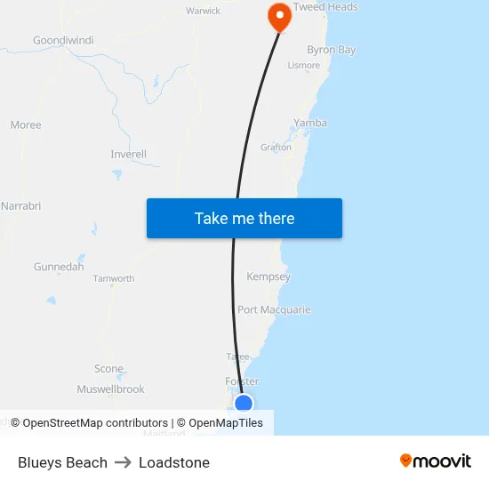 Blueys Beach to Loadstone map