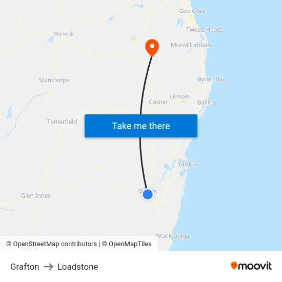 Grafton to Loadstone map