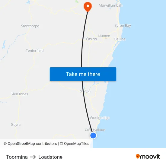 Toormina to Loadstone map