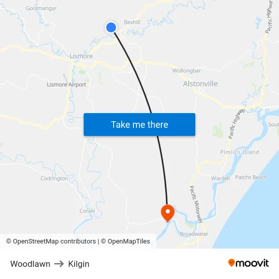 Woodlawn to Kilgin map