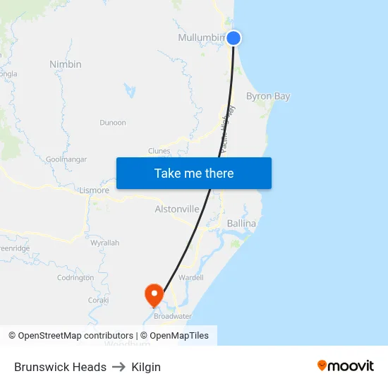 Brunswick Heads to Kilgin map