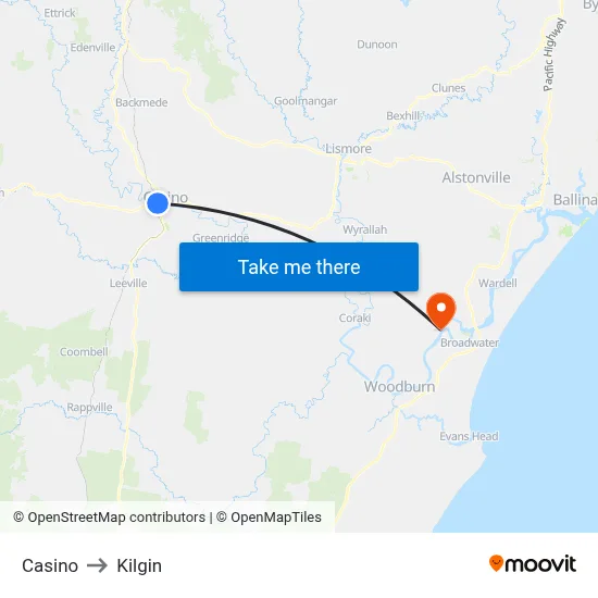 Casino to Kilgin map