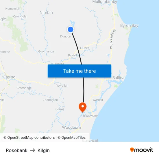 Rosebank to Kilgin map