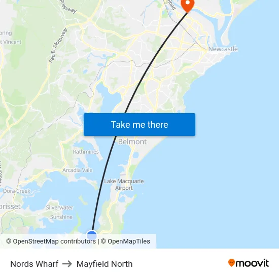 Nords Wharf to Mayfield North map