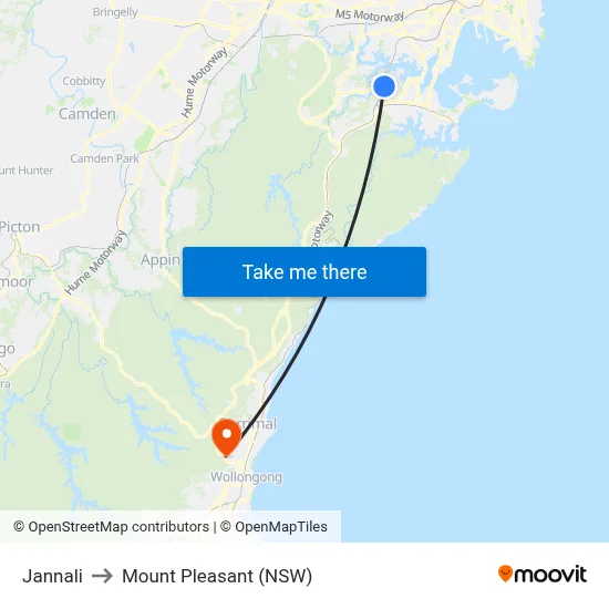 Jannali to Mount Pleasant (NSW) map