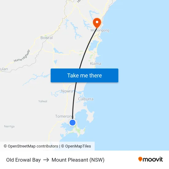Old Erowal Bay to Mount Pleasant (NSW) map