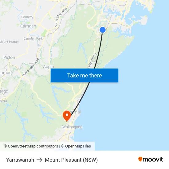 Yarrawarrah to Mount Pleasant (NSW) map