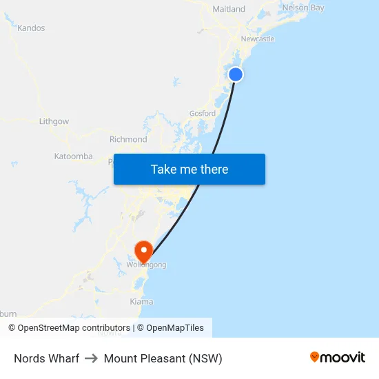 Nords Wharf to Mount Pleasant (NSW) map
