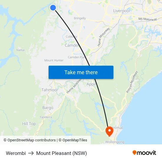 Werombi to Mount Pleasant (NSW) map