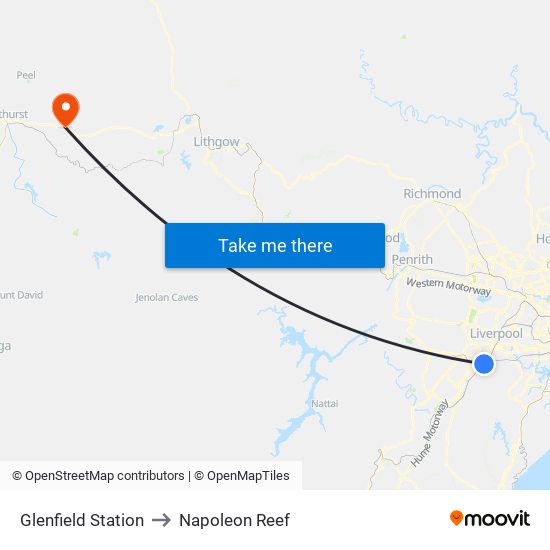 Glenfield Station to Napoleon Reef map