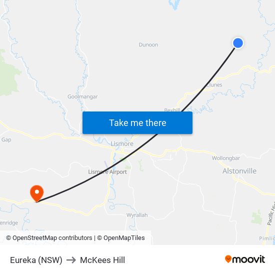 Eureka (NSW) to McKees Hill map