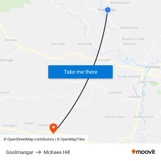 Goolmangar to McKees Hill map