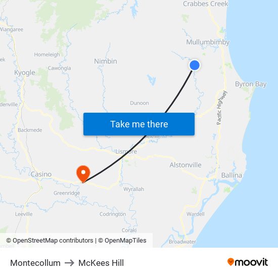 Montecollum to McKees Hill map