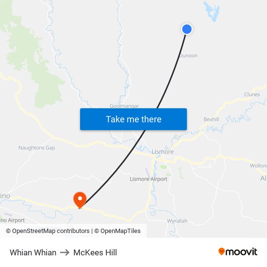 Whian Whian to McKees Hill map