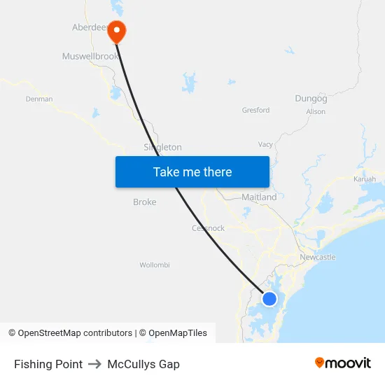 Fishing Point to McCullys Gap map