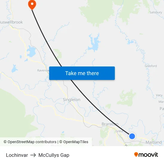 Lochinvar to McCullys Gap map