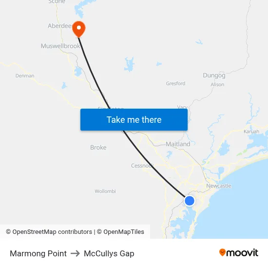 Marmong Point to McCullys Gap map