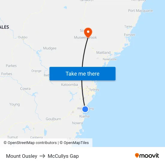 Mount Ousley to McCullys Gap map