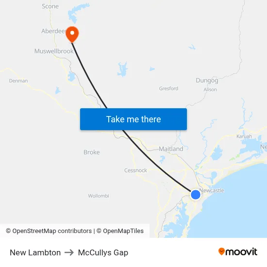 New Lambton to McCullys Gap map