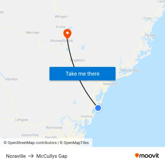 Noraville to McCullys Gap map