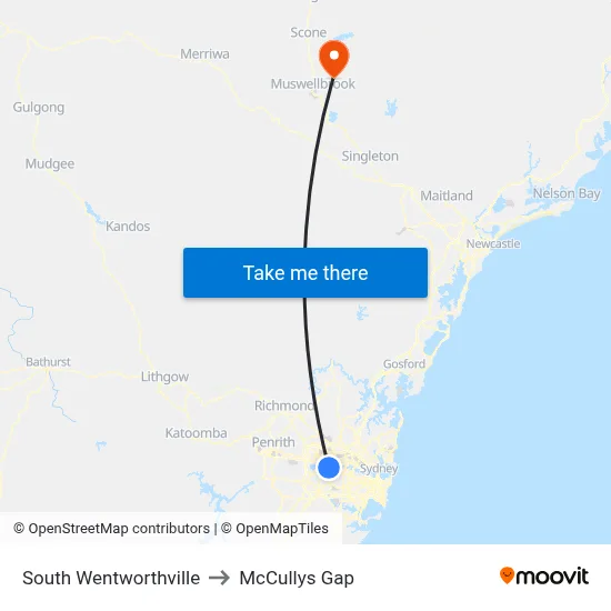 South Wentworthville to McCullys Gap map