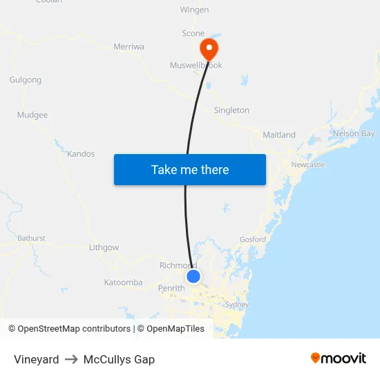 Vineyard to McCullys Gap map