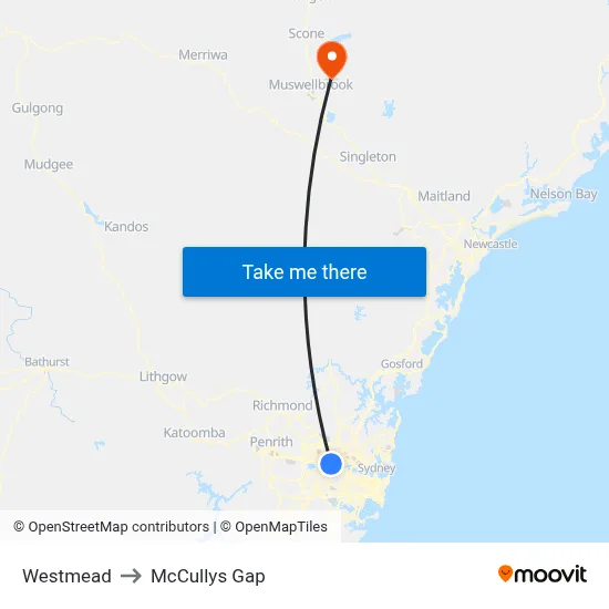 Westmead to McCullys Gap map