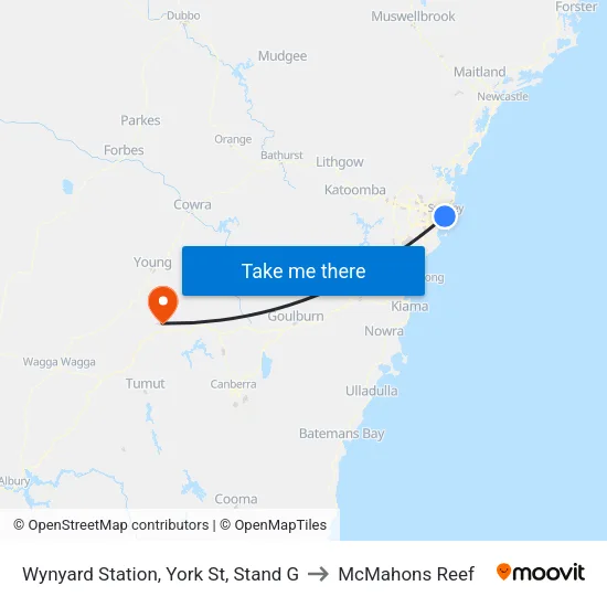 Wynyard Station, York St, Stand G to McMahons Reef map