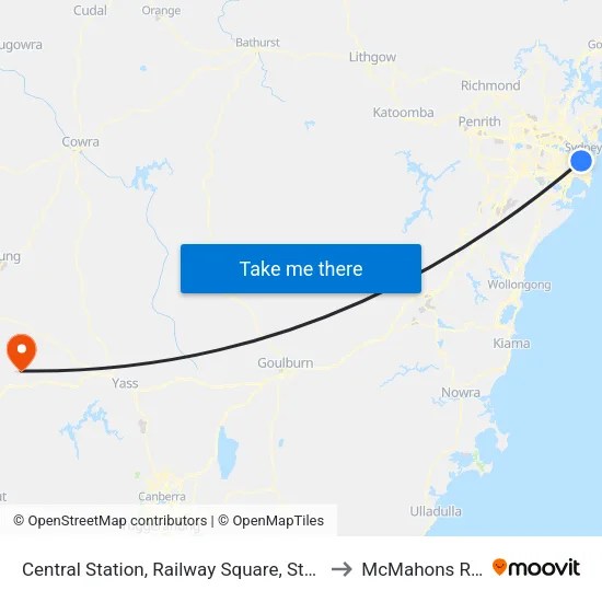 Central Station, Railway Square, Stand M to McMahons Reef map