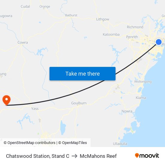 Chatswood Station, Stand C to McMahons Reef map