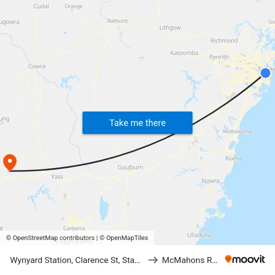 Wynyard Station, Clarence St, Stand S to McMahons Reef map