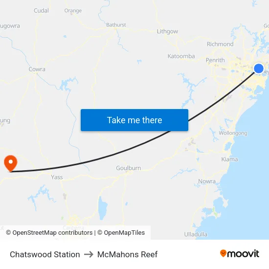 Chatswood Station to McMahons Reef map
