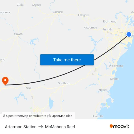 Artarmon Station to McMahons Reef map