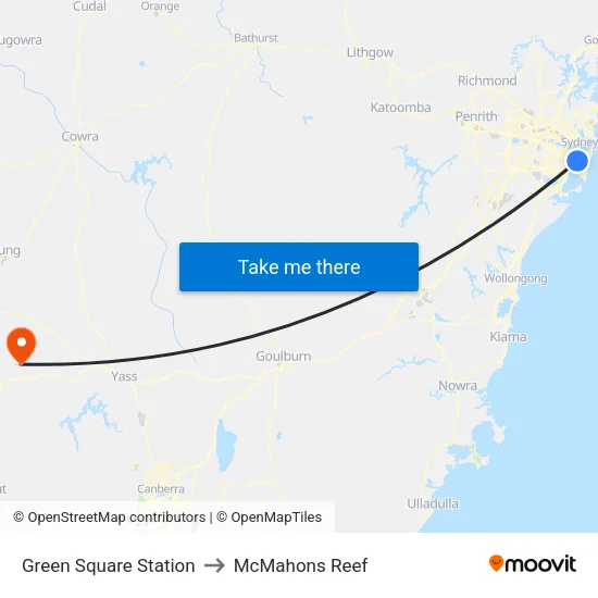 Green Square Station to McMahons Reef map