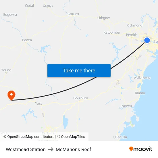 Westmead Station to McMahons Reef map