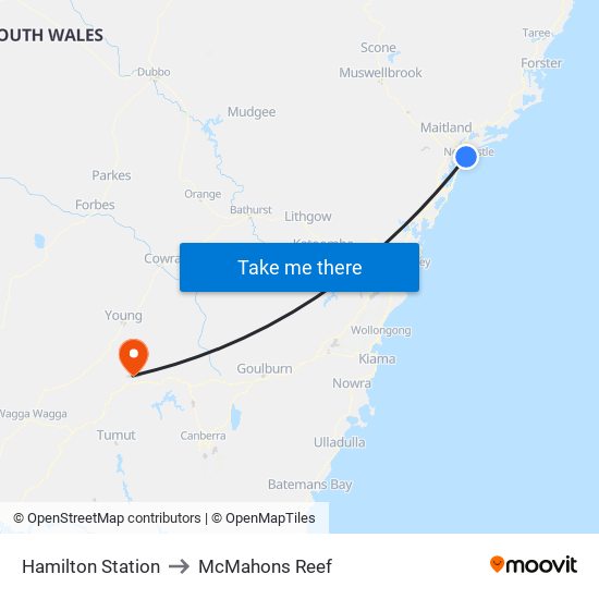 Hamilton Station to McMahons Reef map