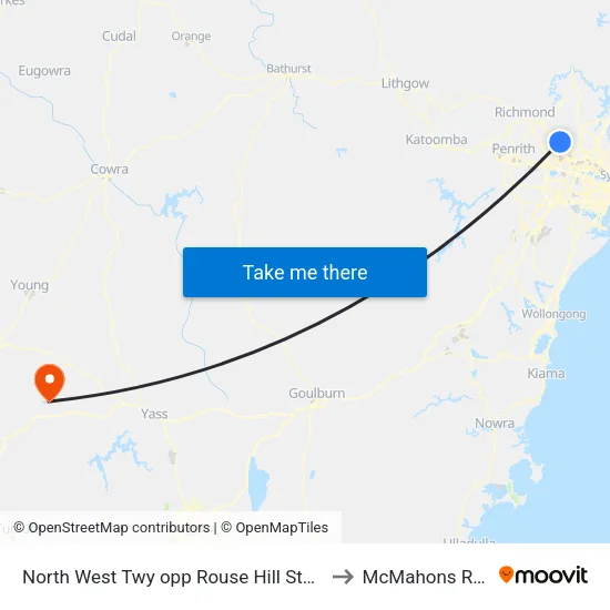 North West Twy opp Rouse Hill Station to McMahons Reef map