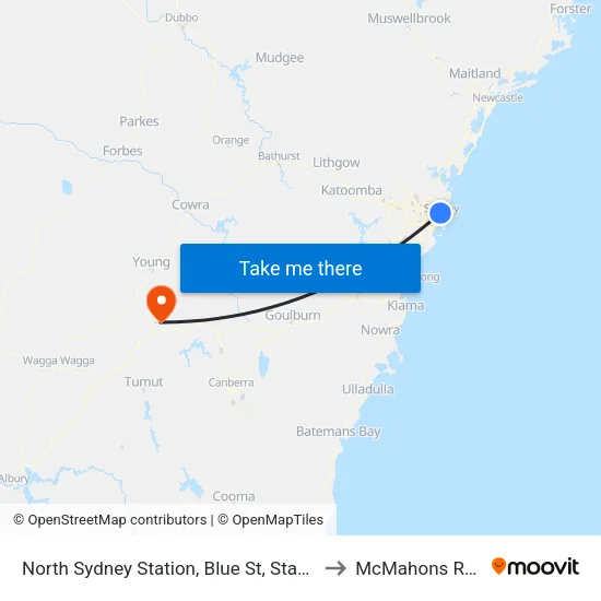 North Sydney Station, Blue St, Stand D to McMahons Reef map