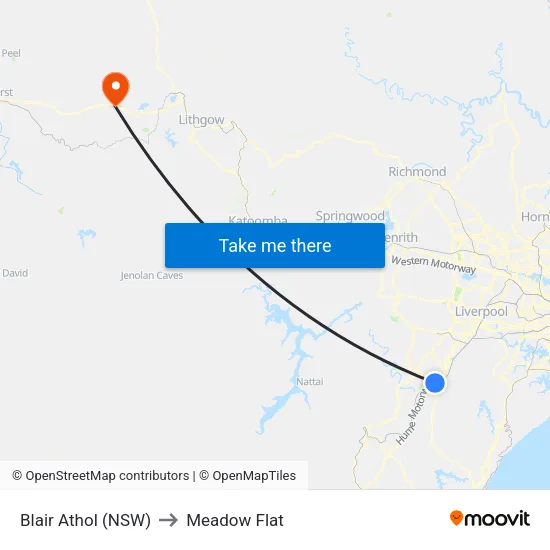 Blair Athol (NSW) to Meadow Flat map