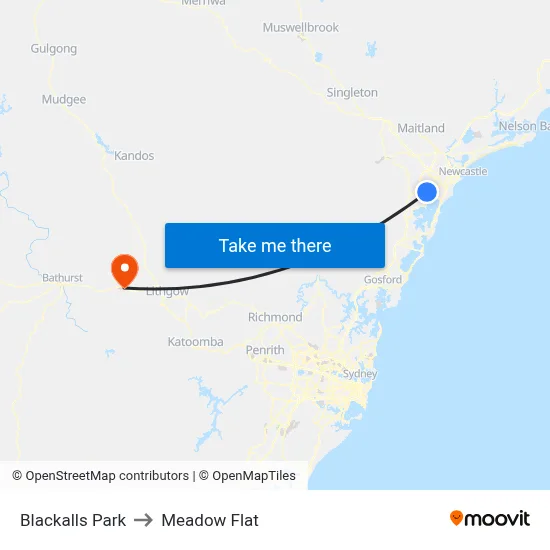 Blackalls Park to Meadow Flat map