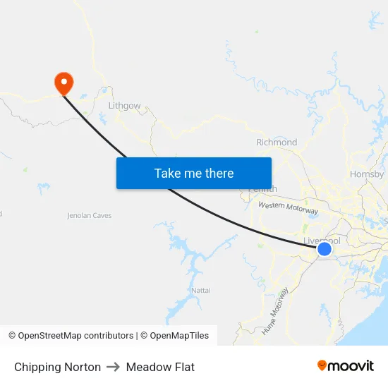 Chipping Norton to Meadow Flat map
