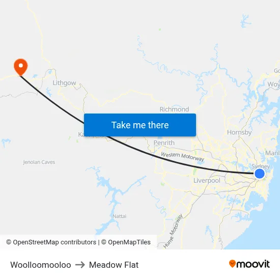Woolloomooloo to Meadow Flat map