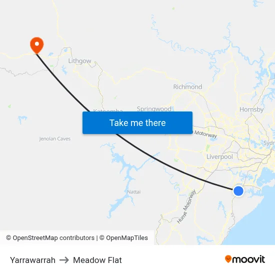 Yarrawarrah to Meadow Flat map