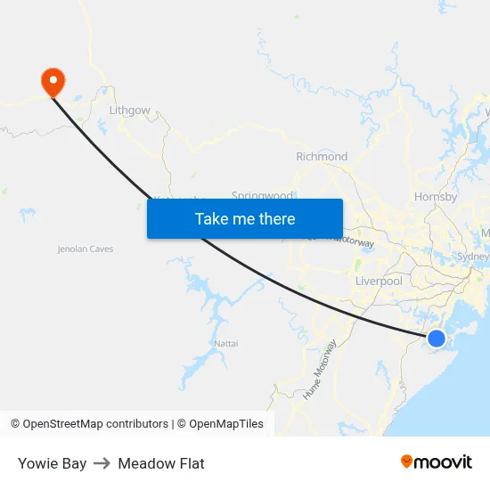 Yowie Bay to Meadow Flat map