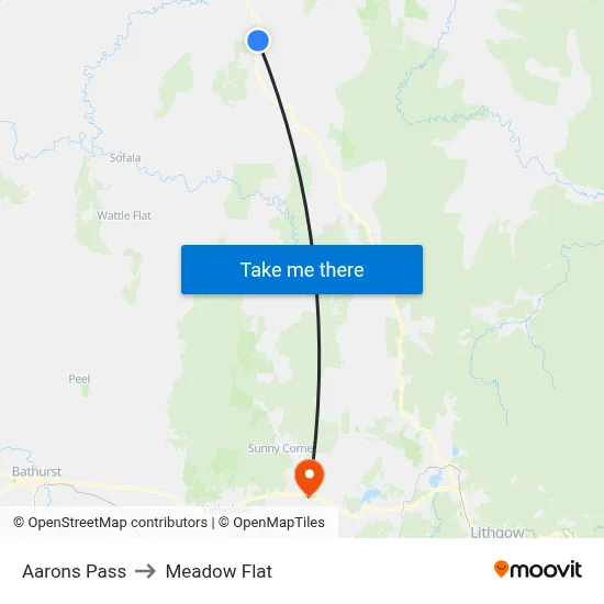 Aarons Pass to Meadow Flat map