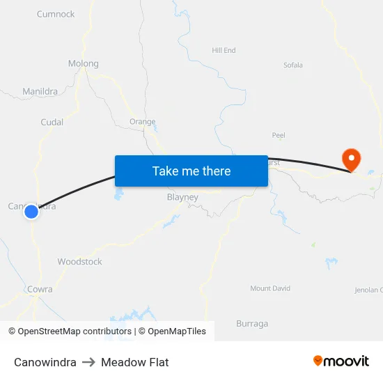 Canowindra to Meadow Flat map